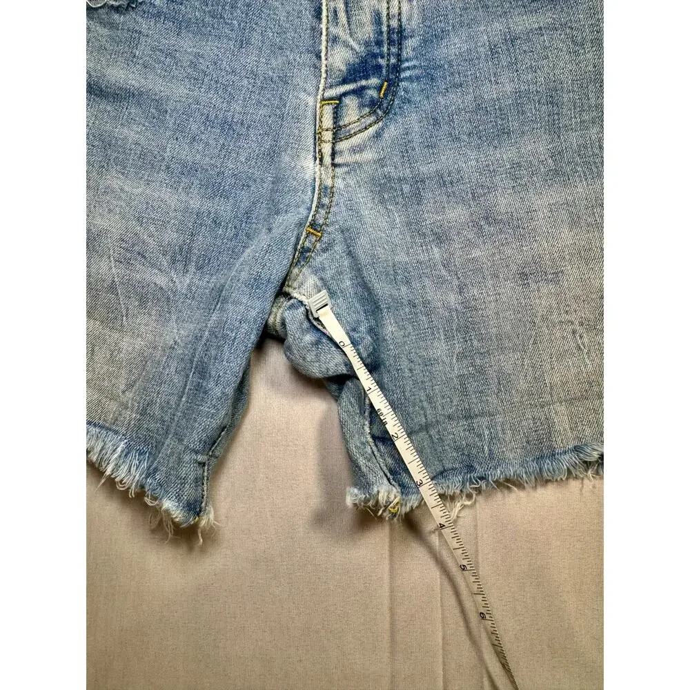 Purple Distressed Denim Shorts Light Wash Women's 29 Button Fly Y2K Streetwear - Picture 5 of 15